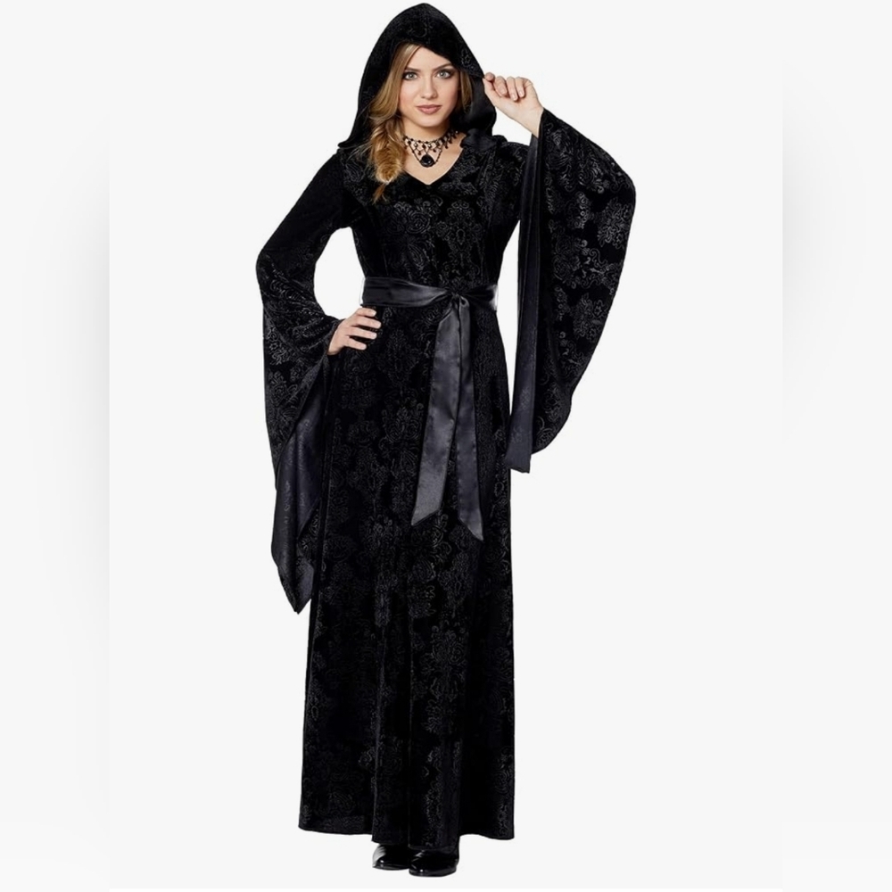 Spirit Halloween dress Velvet Hooded Robe | Black Robe | costume Robe Costume